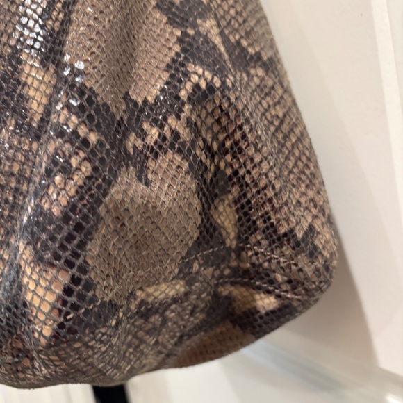 Michael Kors Hobo Tan Effect Leather Python Suede Tote Purse - Picture 10 of 14